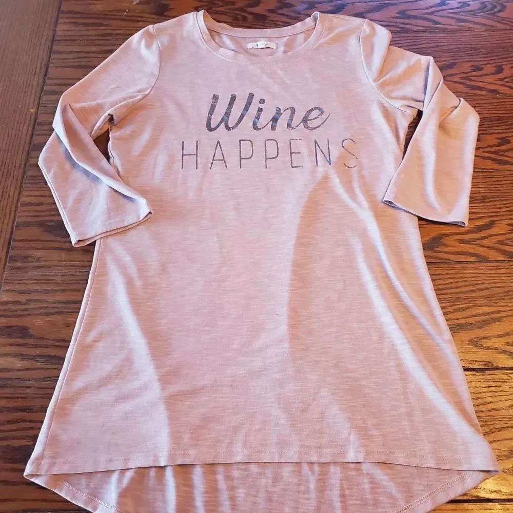 Maurice wine happens pink shirt size small